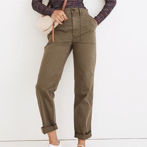 Madewell The Perfect Vintage Straight Workwear Pant Military Green